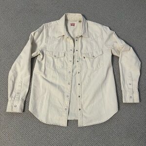 Women’s Size Small Levi's Off-White Snap Western Shirt